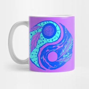 Blue Feathers Yin Yang Mug